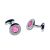 Red Gingham Pattern Centre Rhodium Plated Cufflinks