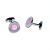 Pink Gingham Pattern Centre Rhodium Plated Cufflinks