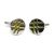 Round Silver- Green Lined Classic Cufflinks