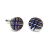 Round Silver- Blue Lined Pattern Cufflinks
