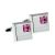 Square Classic Cufflinks with Pink Crystal