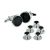 Silver & Black Evening Wear Cufflinks & 5 Button Studs Set