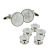 White & Silver Enamelled Masonic Cufflinks with G & 5 Button Stud Set