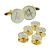 White & Gold Enamelled Masonic Cufflinks & 5 Button Stud Set