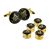 Black & Gold Enamelled Masonic Cufflinks with G & 5 Button Stud Set