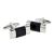 Rhodium Plated Classic Cufflinks with Black Insert