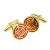 Gold Plated and Red Chinese Longevity Symbol Museum Cufflinks