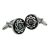 Rhodium Plated Round Silver & Black Enamel Celtic Design Classic Cufflinks