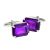 Purple Baguette Cut Acrylic Crystal Cufflinks