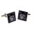 Outline Drumkit on Blue Music Sheet Design Cufflinks