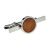Briar Wood Insert Round Rhodium Plated Tie Clip