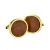 Briar Wood Insert Round Gold Plated Cufflinks