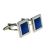 Blue Holographic Striped Square Rhodium Plated Cufflinks