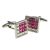 Square Pink & White Crystals Cufflinks
