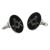 Rhodium Plated Black Oval Masonic Cufflinks (No G)