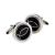 Silver Ichthus Christian Religious Fish on Black Background Cufflinks