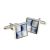 Blue and silver square Classic  cufflinks