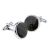 Round Rhodium Plated Carbon Fibre Cufflinks