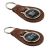 Contemporary Brown Bonded Leather Mr & Mrs Keyring Set