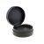 Round Black Leather Travel Cufflinks Case