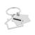 Rhodium Plated House shaped Keyring with House shape outline (Engravable)